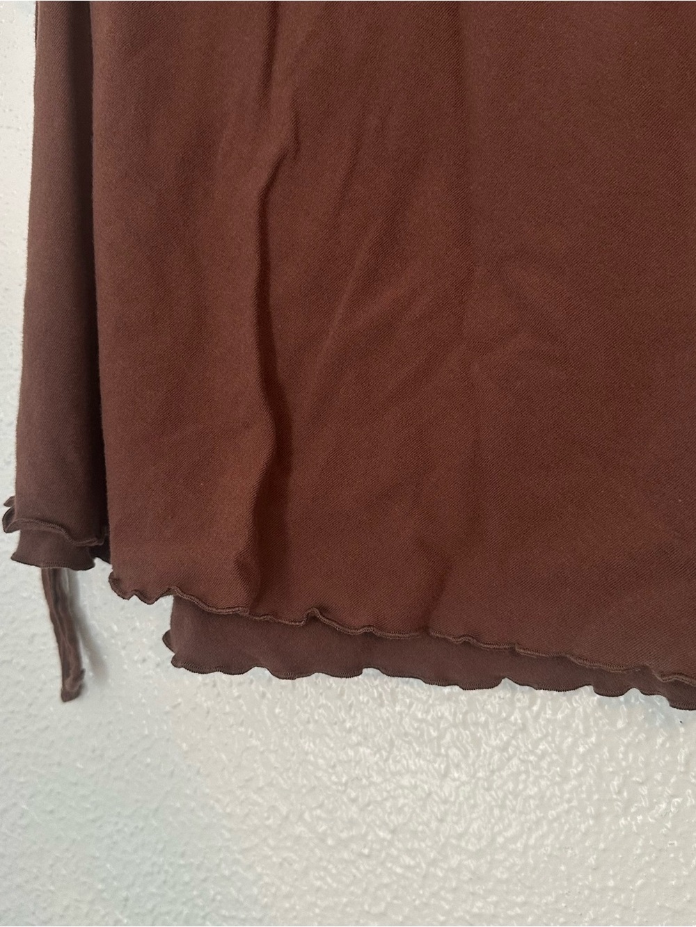 Y2K lettuce hem brown mini skirt with side ties women’s small Arizona trendy S - Picture 5 of 6